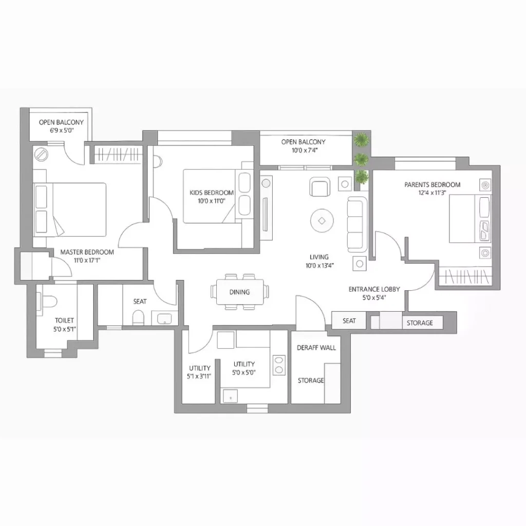 Yashwin Enchante Floor Plan 3 BHK (1)